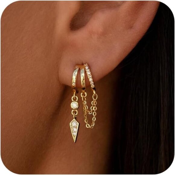 Jewelry - Dangle Earrings Women Gold Plated Brass Drop Statement Jewelry